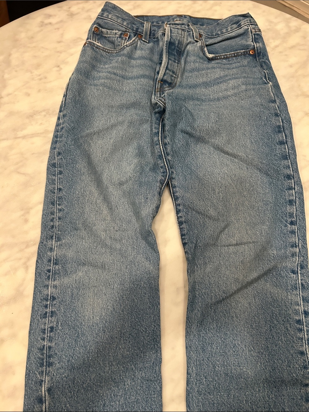 Levi’s 501 Red Tab Classic Women’s Straight-Leg Jeans in Light Blue Faded Wash